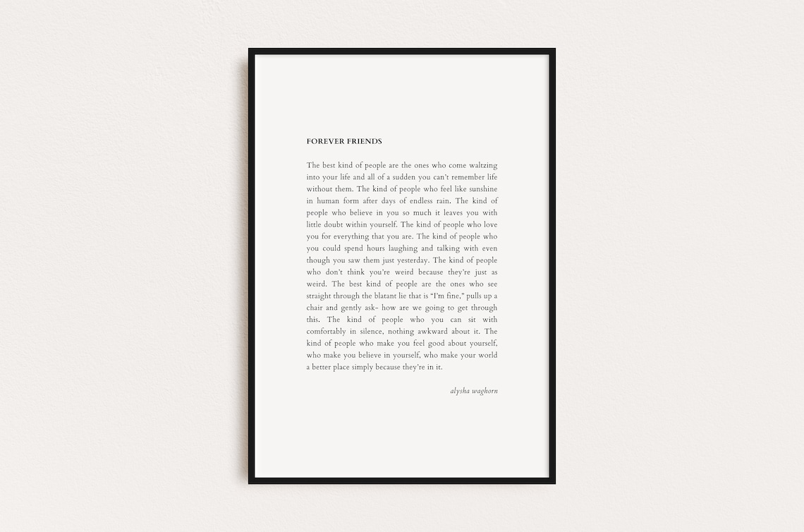 Alysha Waghorn Forever Friends Best Friends Poem Typography Poster