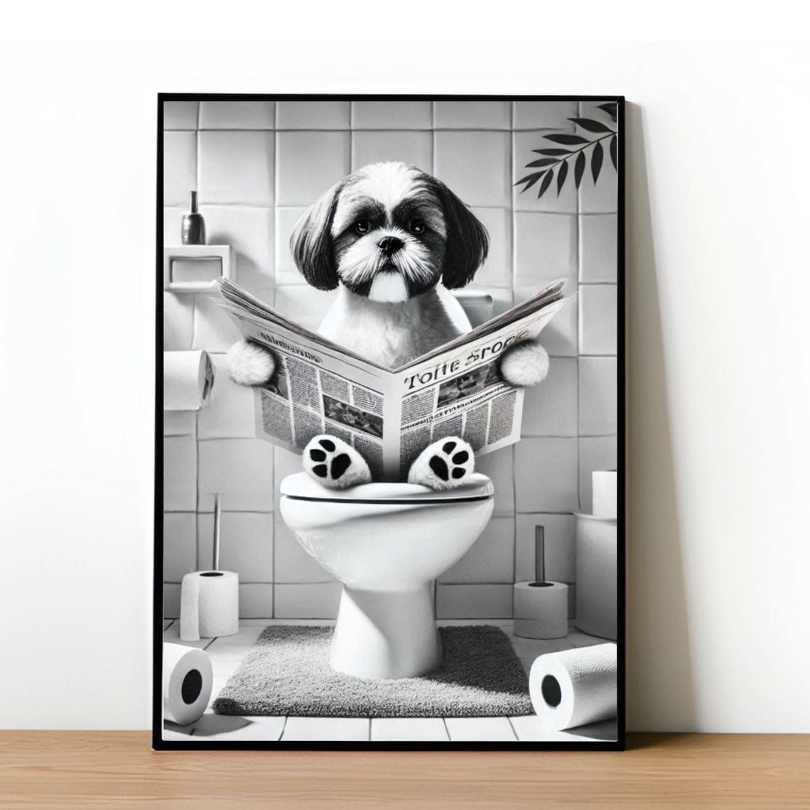 Funny Shih Tzu Bathroom Wall Art Shih Tzu Sitting On The Toilet Shih Tzu Bathroom Decor Pet In Toilet Humor Pet Shop