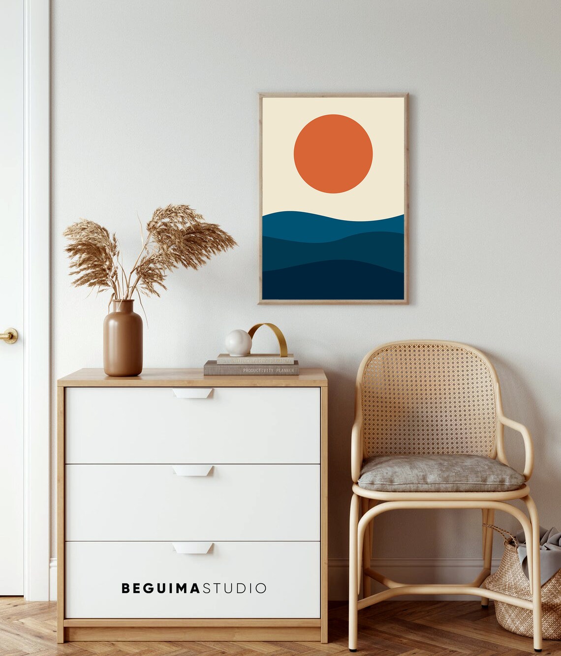 Sunset Sea Geometric Landscape Art Print - Image 4