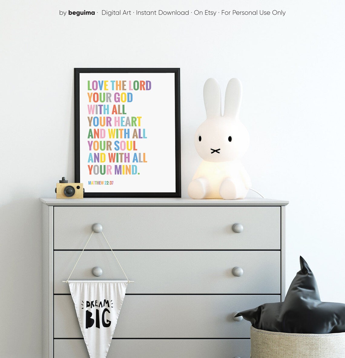 Matthew 22:37 Bible Verse For Kids Christian Art Print - Image 2