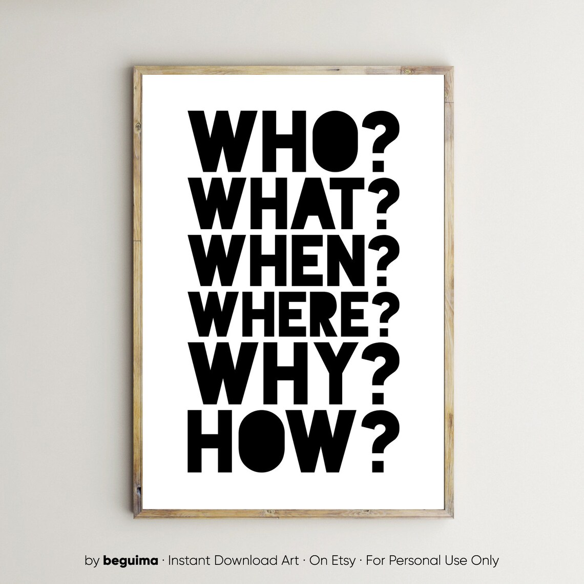 Five Ws Questions Educational Classroom Art Print