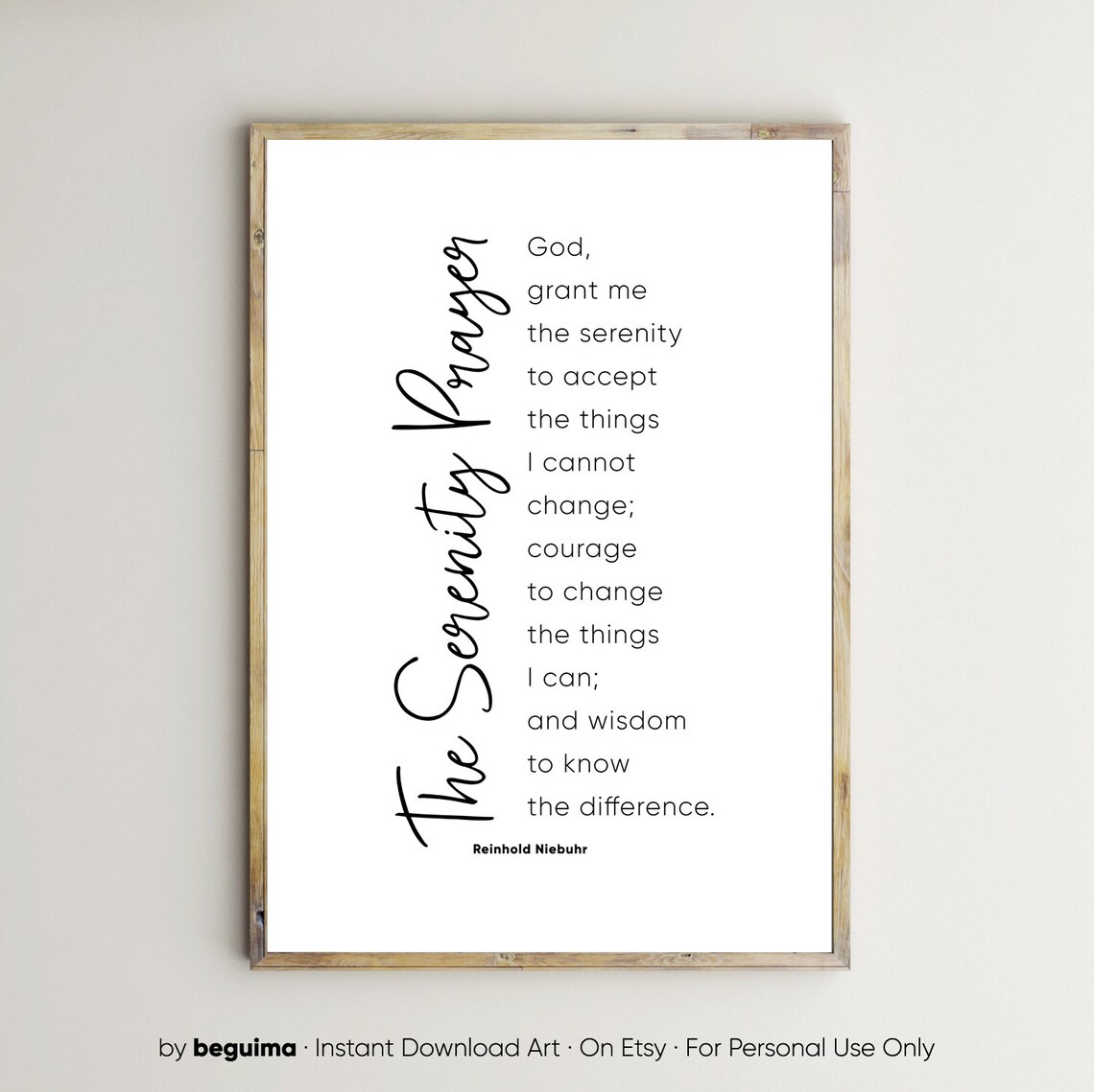 Serenity Prayer Christian Wall Art Print