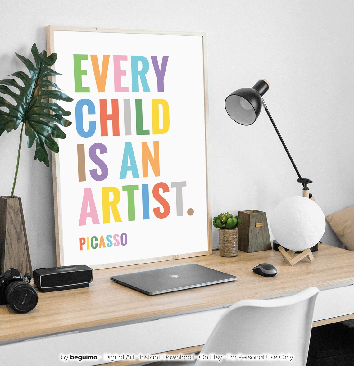 Every Child Is an Artist Quote Poster, Pablo Picasso - Image 3