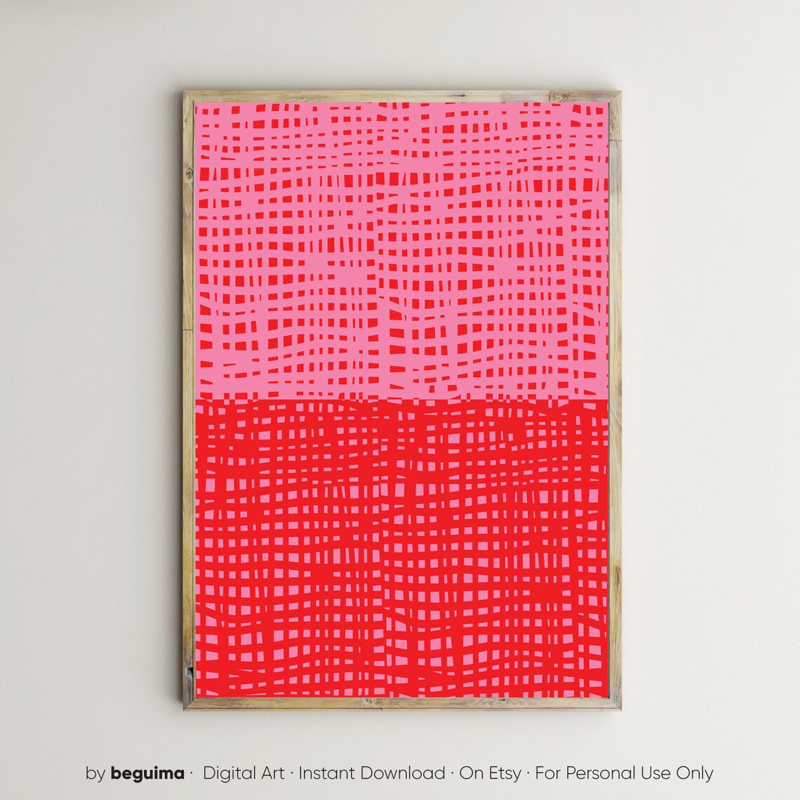 Pink Red Abstract Art Print, Vibrant Modern Decor