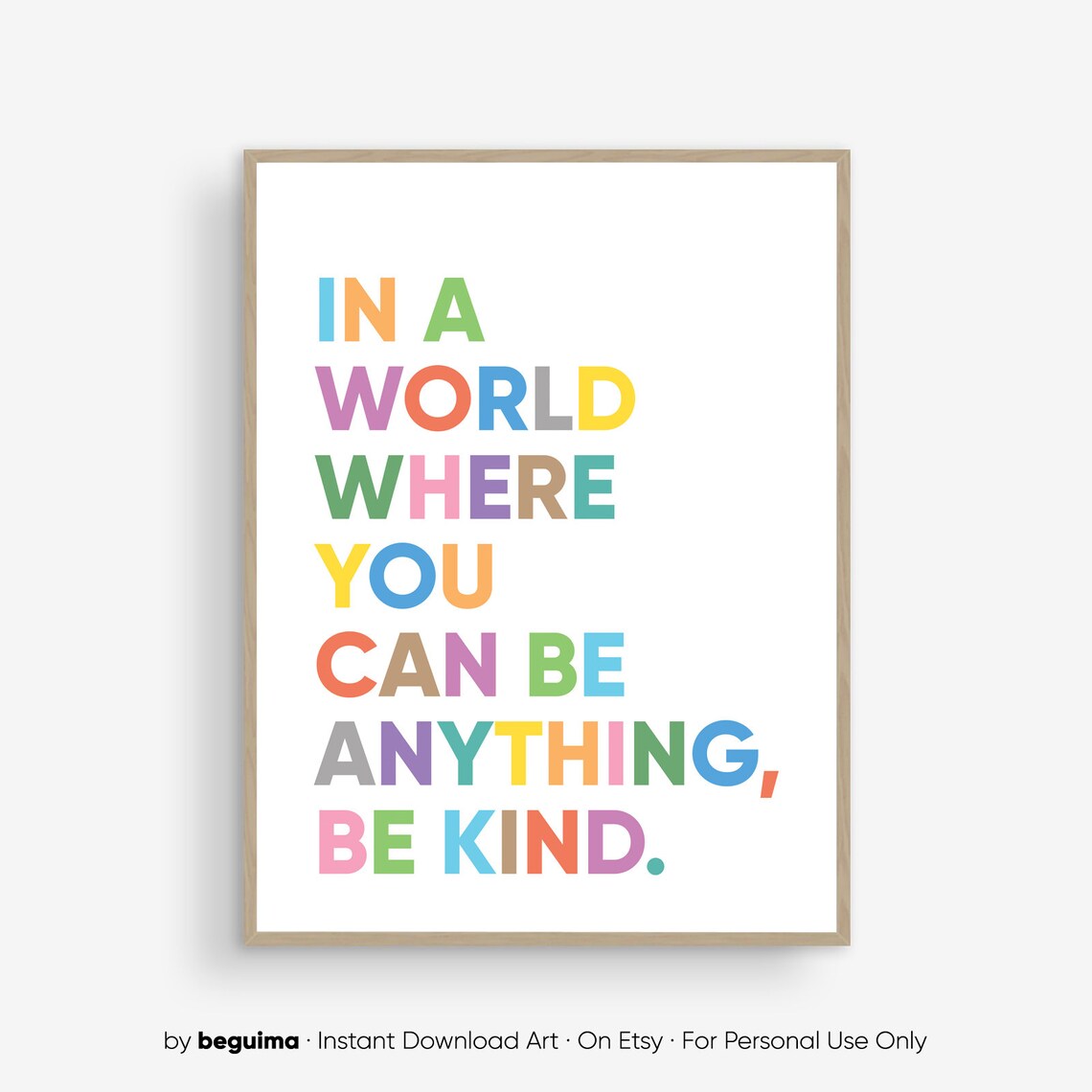 Be Kind Quote For Kids Classroom Decor Poster