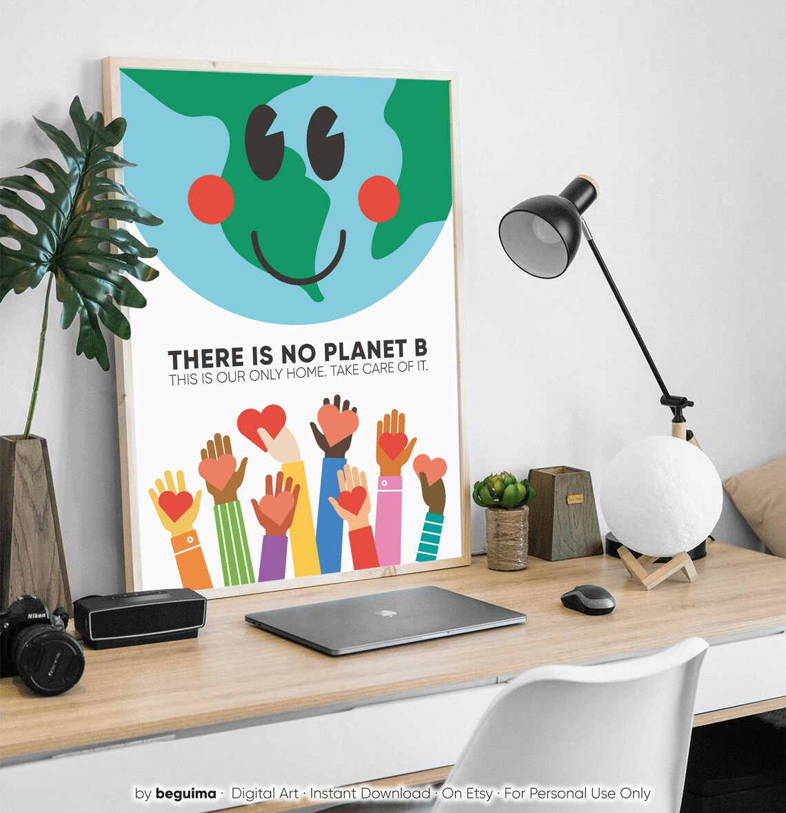 There Is No Planet B Earth Smiling Planet Environmental Classroom Poster - Image 3