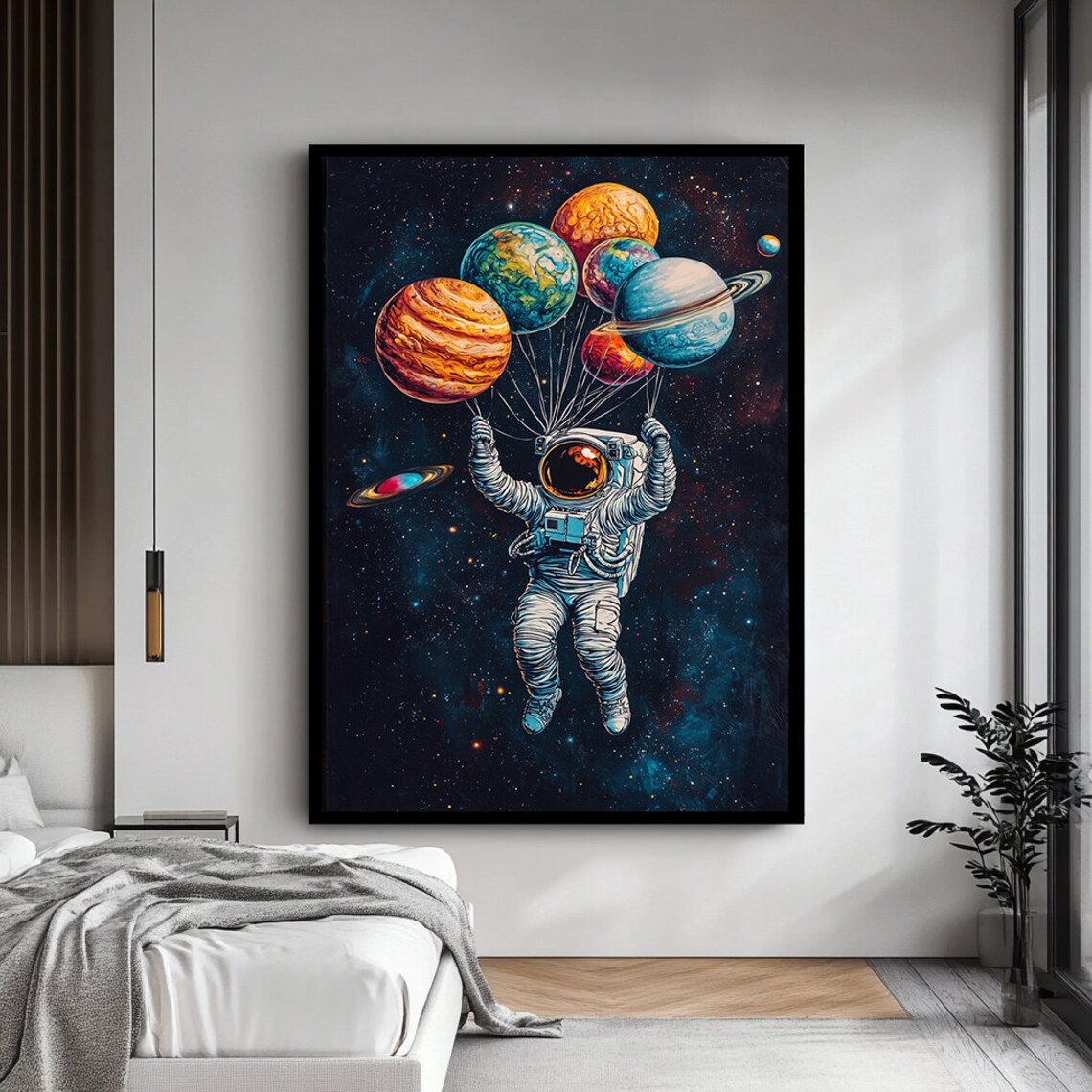 Astronaut Graffiti Art Print, Modern Space Decor - Image 4
