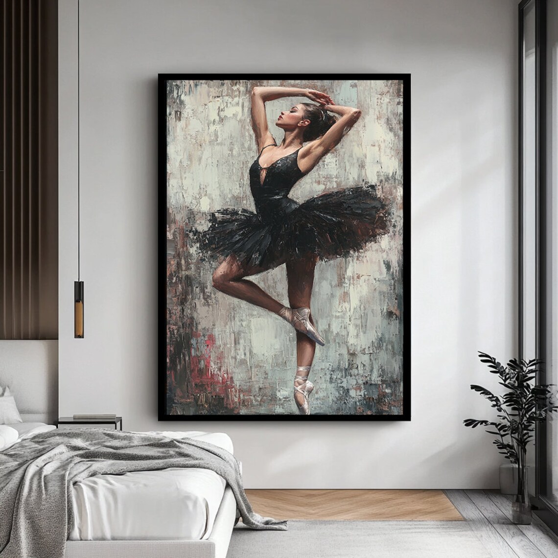 Ballerina Dancing Black Tutu Abstract Painting Elegant Dance Art Poster - Image 4