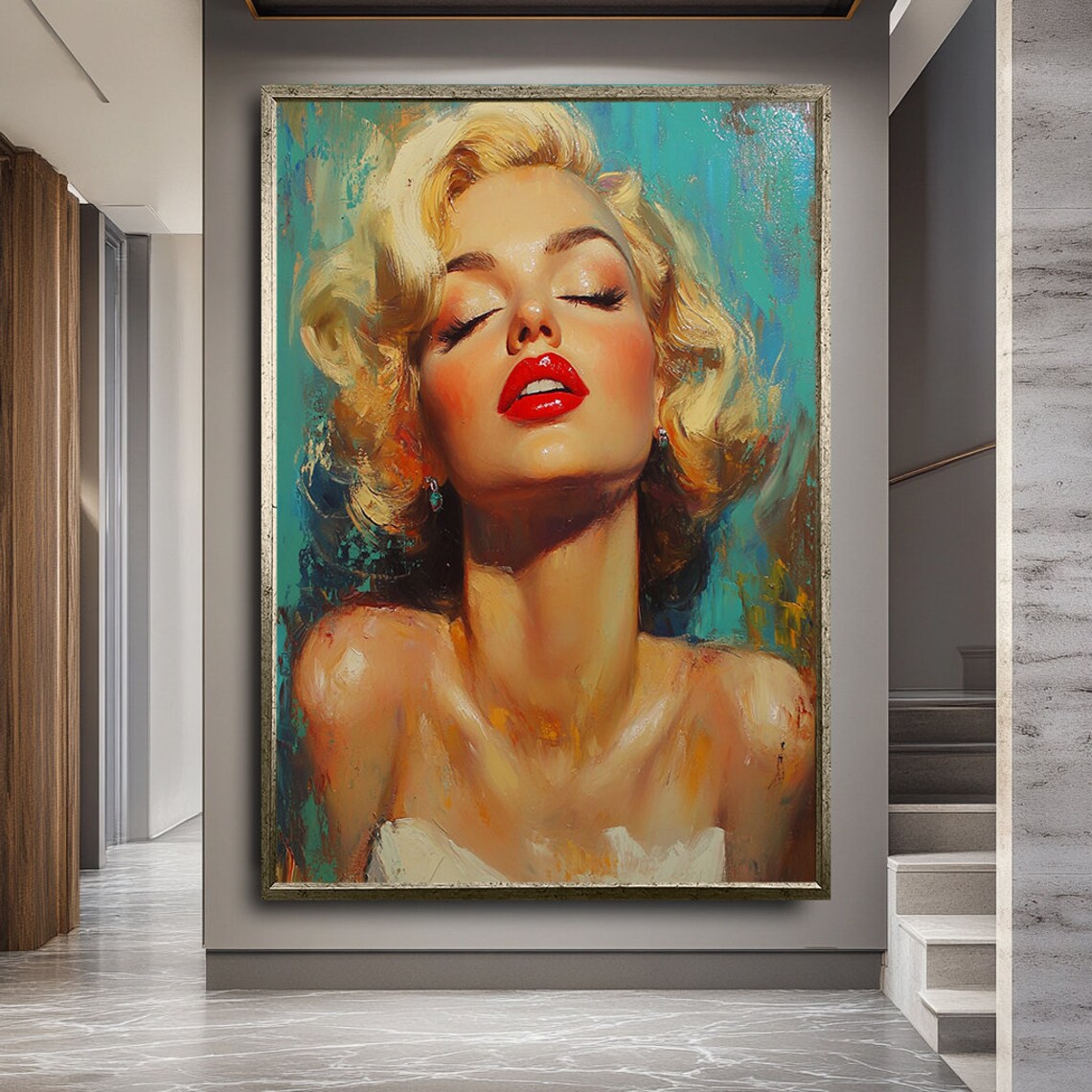 Abstract Blonde Woman With Red Lips Art Print - Image 3