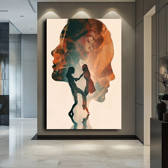 Woman Silhouette Double Exposure Dancers Surreal Art Wall Poster