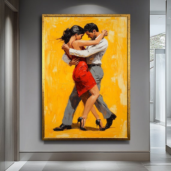 Dancing Couple Art Romantic Wall Decor Timeless Love Print Elegant Dancing Couple Art Passionate Dance Artwork Wall Art