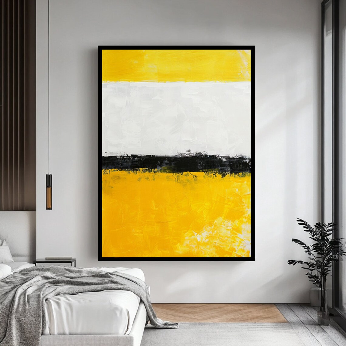 Mark Rothko Inspired Yellow White Black Abstract Colorfield Poster