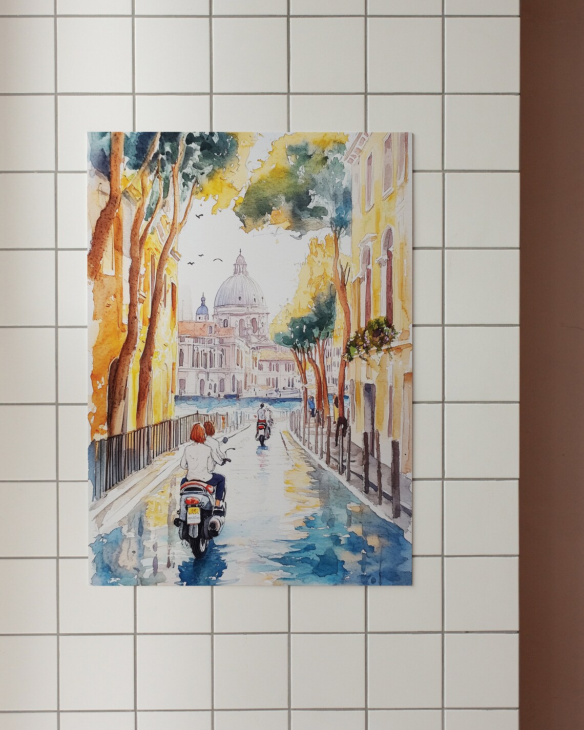 Retro Rome Streets Watercolor Italy Travel Poster - Image 3