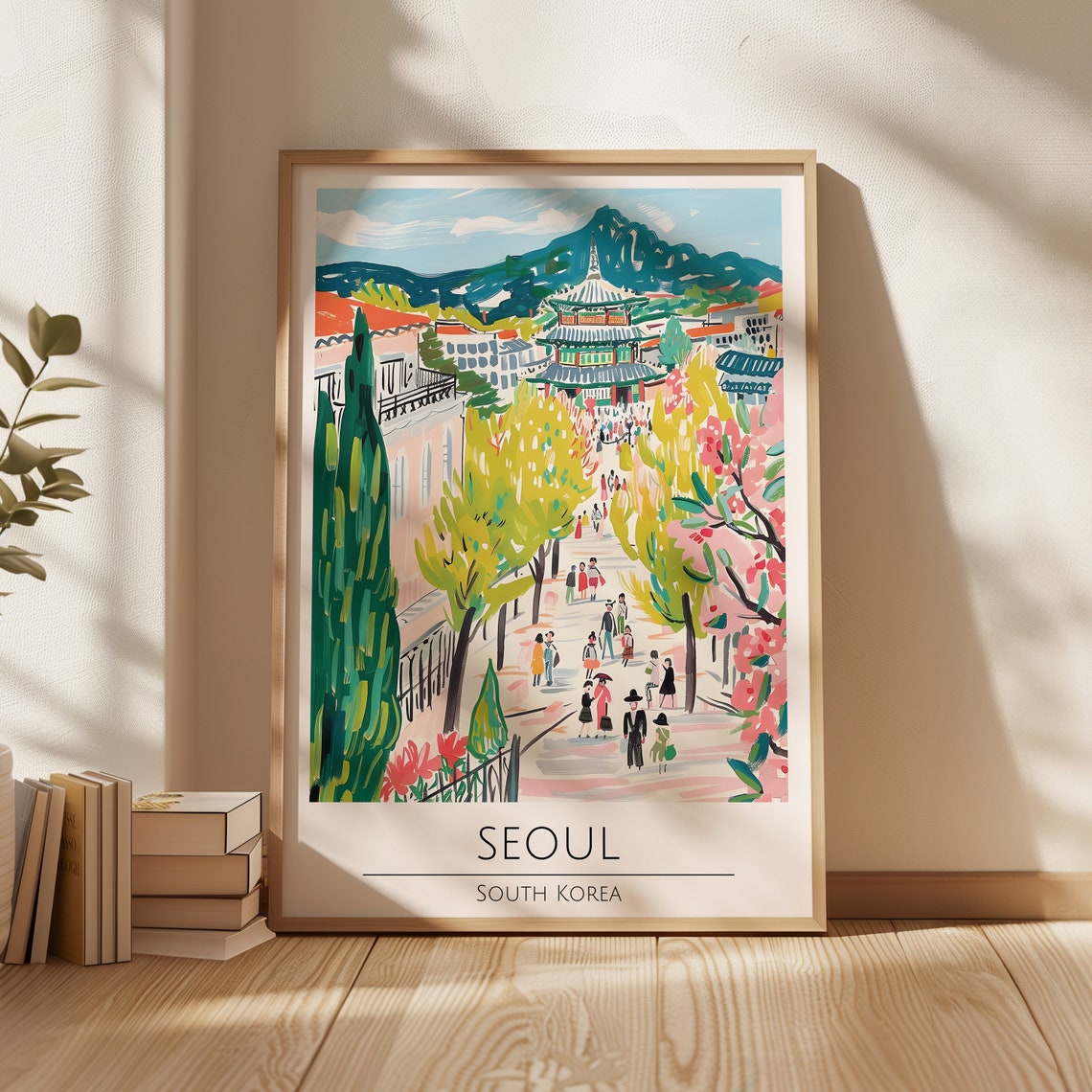 Seoul South Korea Traditional Gate Spring Blossom Street Poster - Image 2