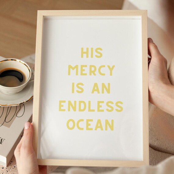 Yellow Christian Wall Decor Daily Bible Affirmation Poster Coastal Home Preppy Scripture Art Prayer Room Sign