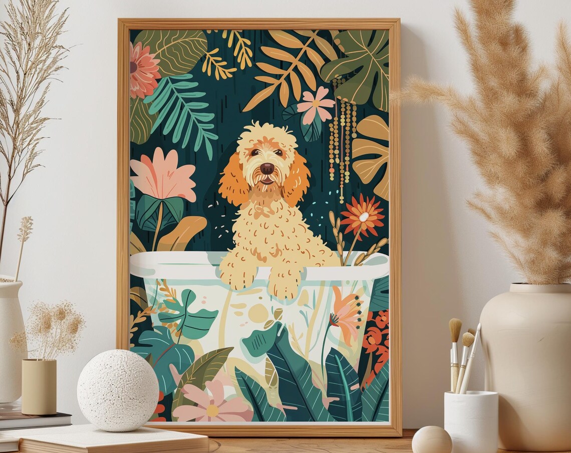 Goldendoodle Boho Jungle Kids Room Poster Print - Image 4