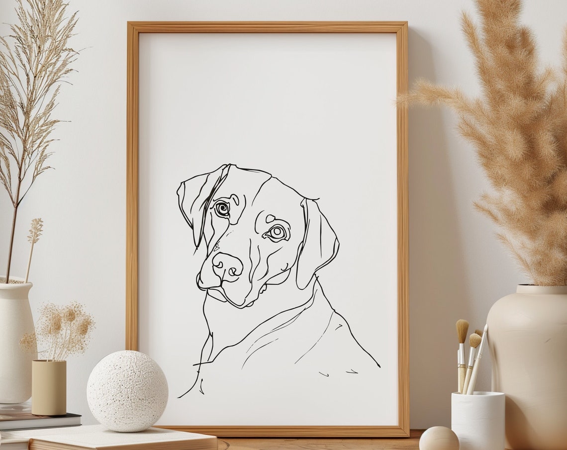 Labrador Head Kind Face Timeless Clean Line Art Portrait Poster