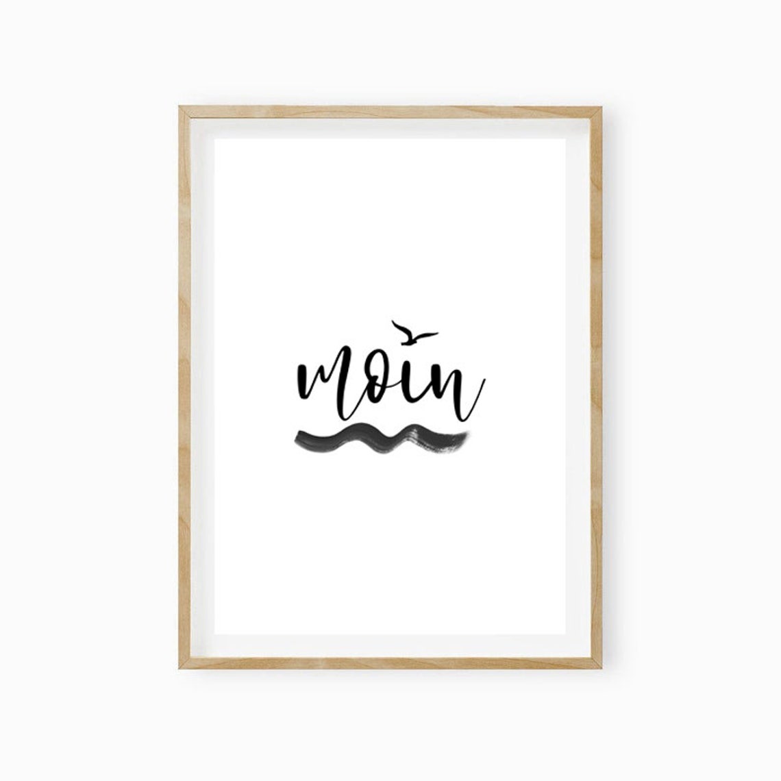 Moin Script Seagull Wave Minimalist Coastal Home Decor Art Poster