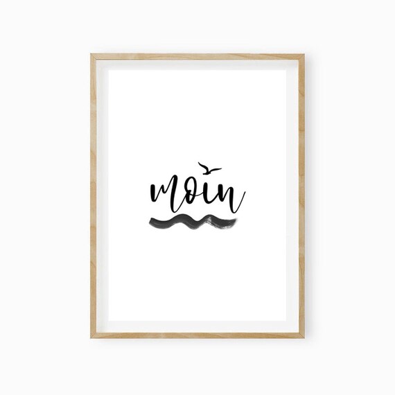 Moin Script Seagull Wave Minimalist Coastal Home Decor Art Poster