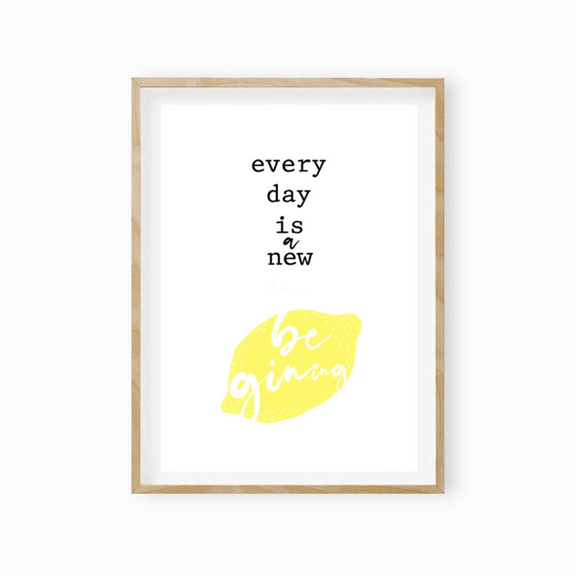 Funny Gin Pun Every Day Is A New Be Gining Lemon Yellow Poster