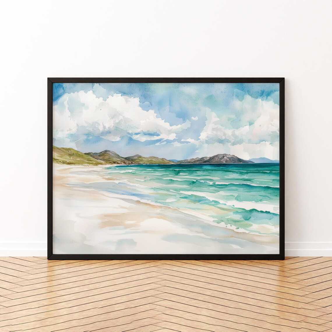 Isle of Harris and Lewis Scotland Watercolor Travel Poster