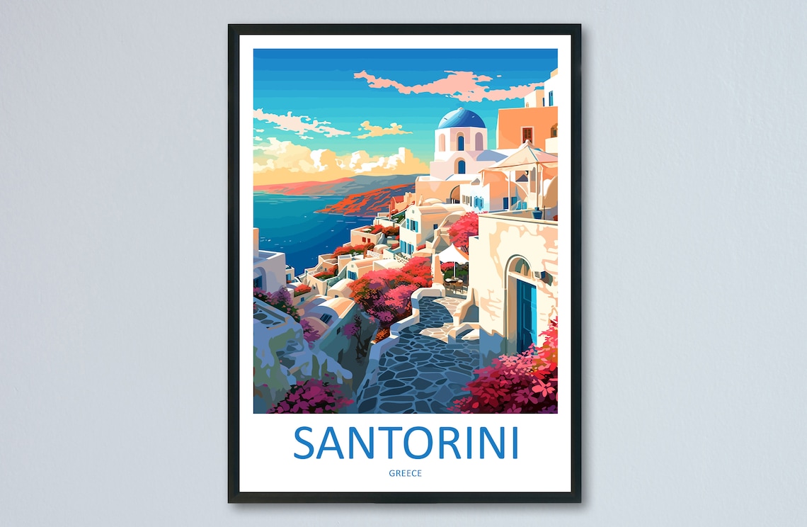 Santorini Greece Home Decoration Travel Poster