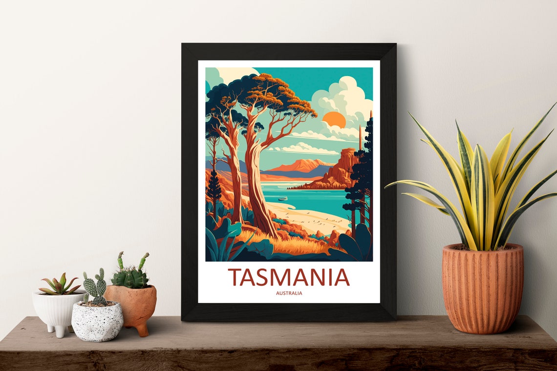 Tasmania Travel Print Wall Art Tasmania Wall Hanging Home Dcor Tasmania Gift Art Lovers Wall Art Australia Travel Print Tasmania Art Print - Image 3