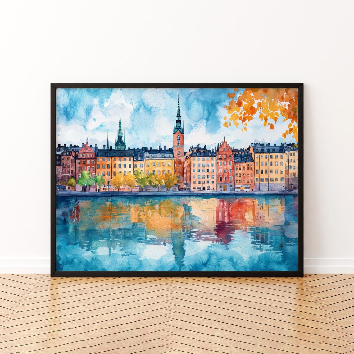 Stockholm Watercolor Poster Landscape Wall Art Hanging Home Dcor Gift Lovers Sweden