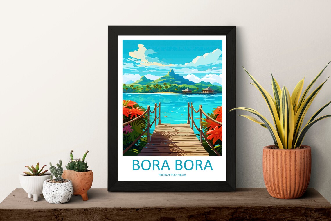 Bora Bora Pier Over Turquoise Lagoon French Polynesia Poster - Image 3