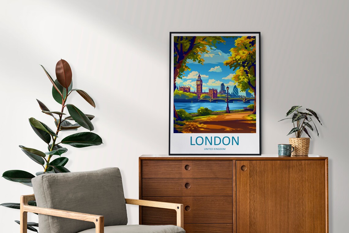 London Big Ben Westminster Thames Park Skyline Travel Poster - Image 2