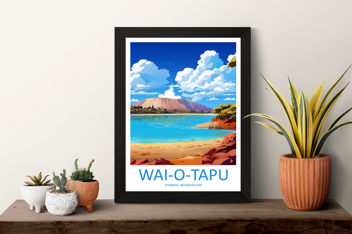 Waiotapu Thermal Wonderland Travel Print Wall Art Waiotapu Thermal Wonderland Wall Hanging Home Dco Waiotapu Thermal Wonderland New Zealand - Image 3