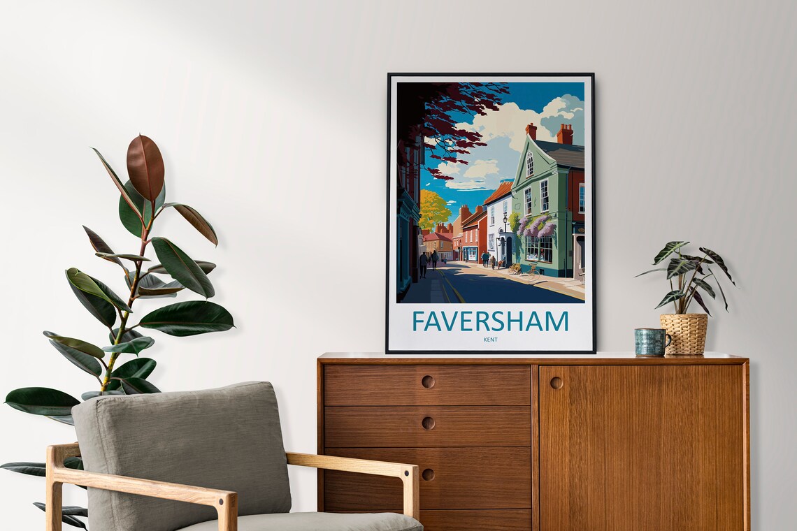 Faversham Kent Historic Market Town Street Colorful Houses Poster - Image 2