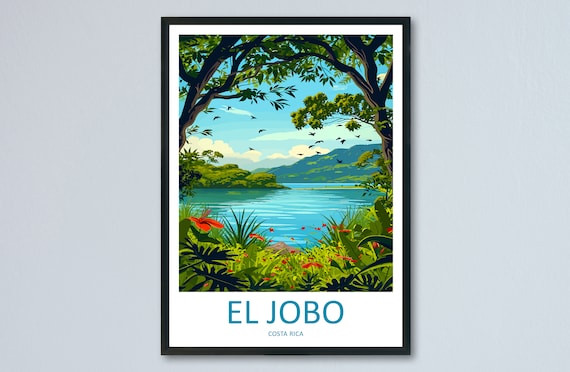 El Jobo Costa Rica Tropical Lake Lush Forest Travel Poster Gift