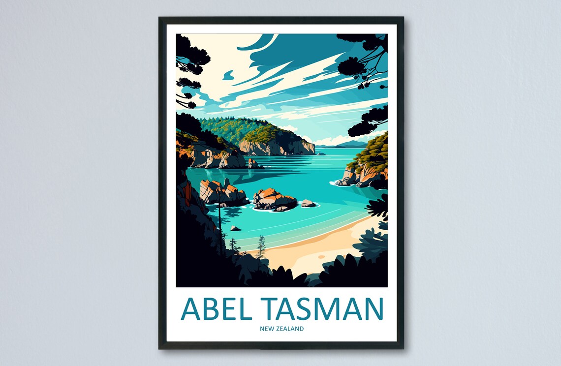 Abel Tasman Travel Poster, New Zealand Travel Art