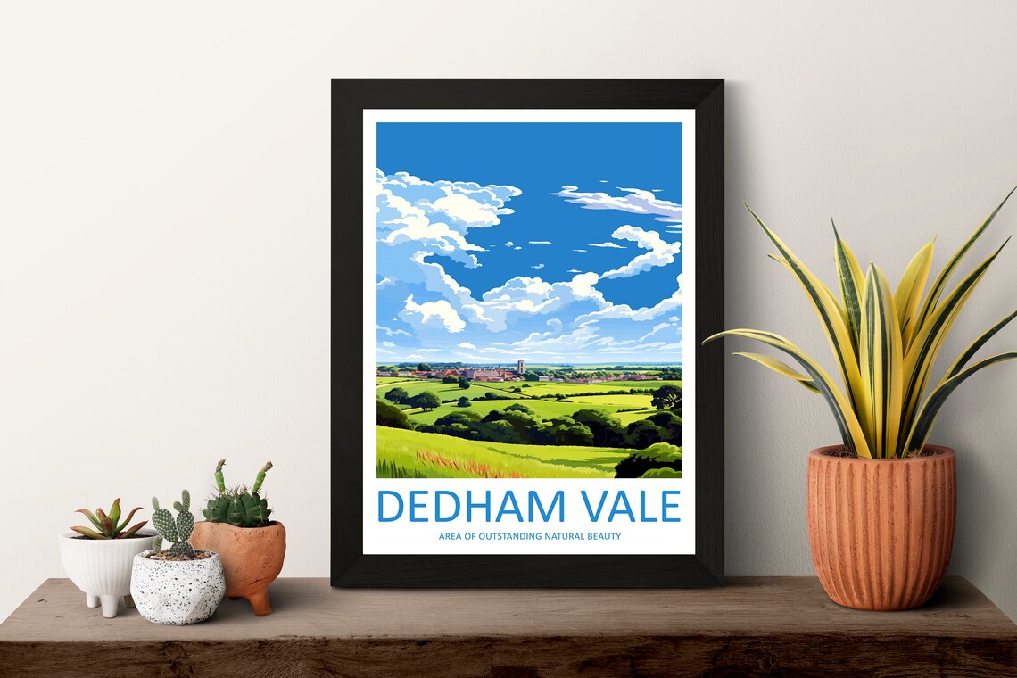 Dedham Vale Suffolk Green Valley Village Church Travel Poster - Image 3