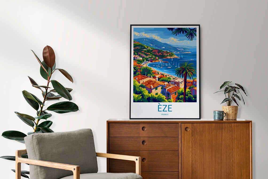 Eze France French Riviera Coastal Bay Scenic Summer Travel Poster - Image 2