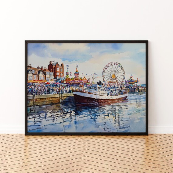 Bridlington England Watercolor Travel Poster