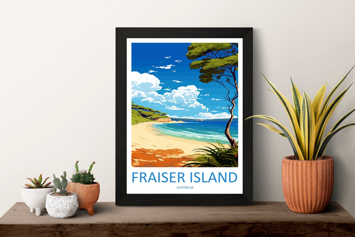 Fraser Island Beach Australia Turquoise Coastline Scenic Travel Poster - Image 3