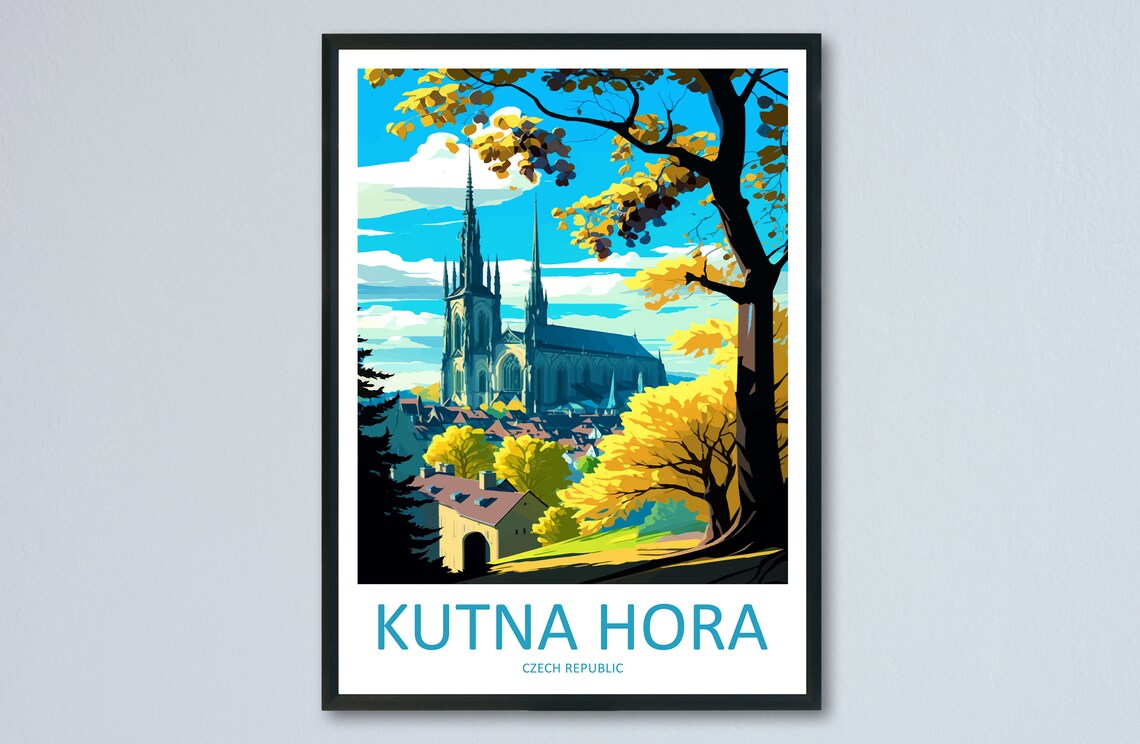 Kutna Hora Czech Republic Gothic Church Golden Autumn Trees Poster