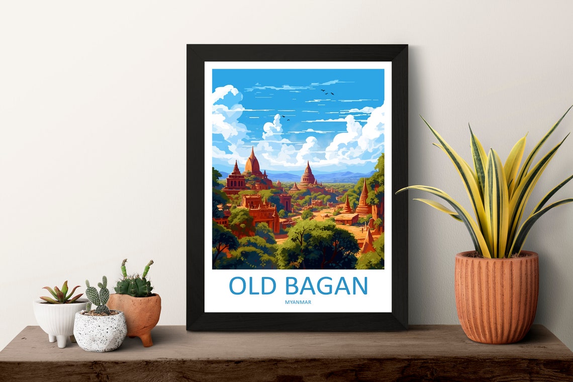 Old Bagan Myanmar Ancient Temples Plains Jungle Travel Poster - Image 3