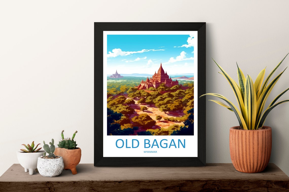 Old Bagan Myanmar Ancient Temple Jungle Panorama Travel Poster - Image 3