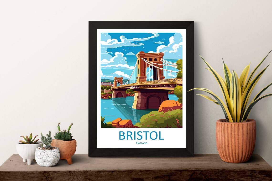 Bristol Bridge Travel Poster, England City Art - Image 3