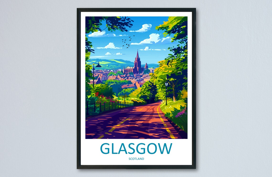 Glasgow Travel Poster, Scotland Home Decor
