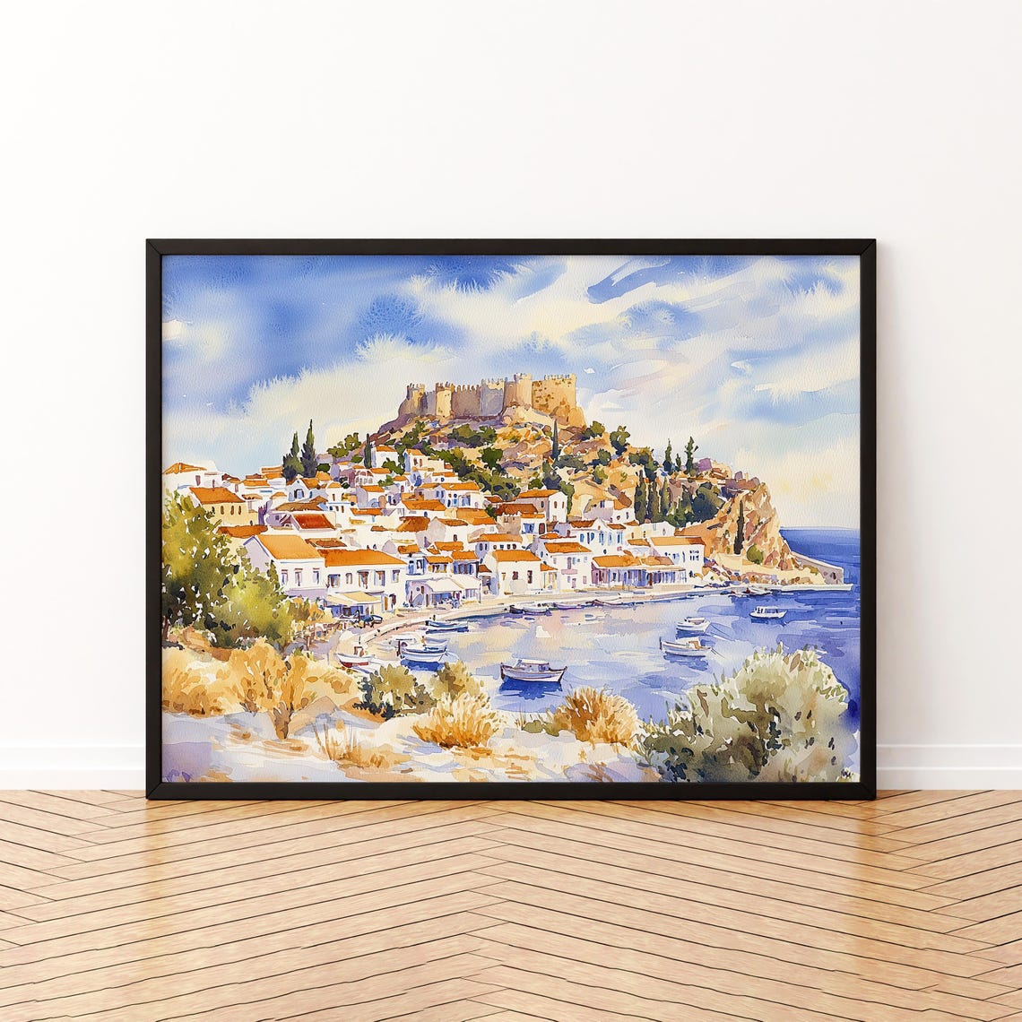 Kos Watercolor Poster Wall Art Hanging Home Dcor Gift Lovers Greece