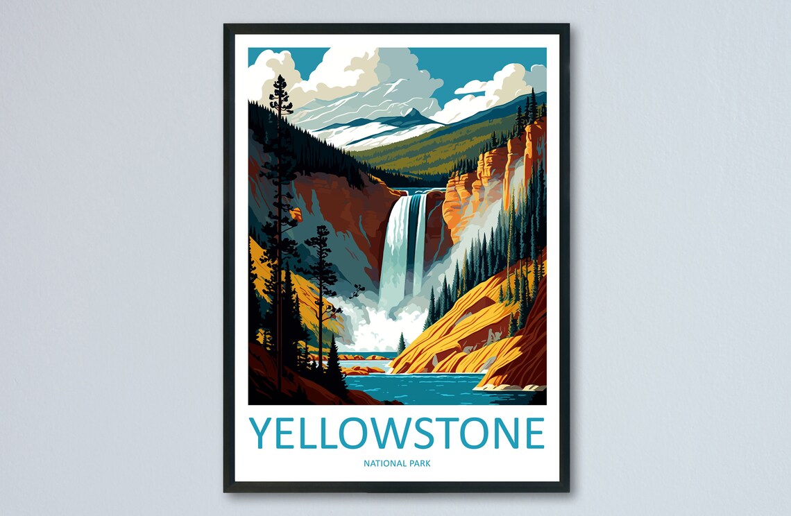 Yellowstone National Park Travel Poster, National Park Art