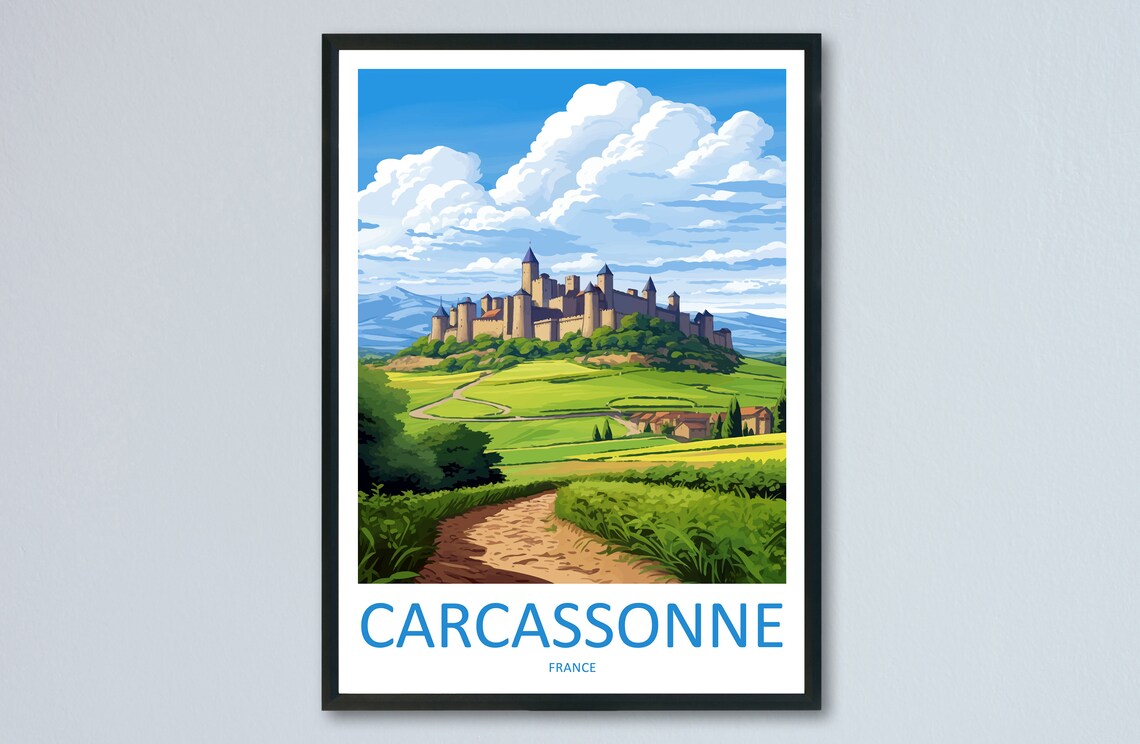 Carcassonne Travel Poster, France Place Print