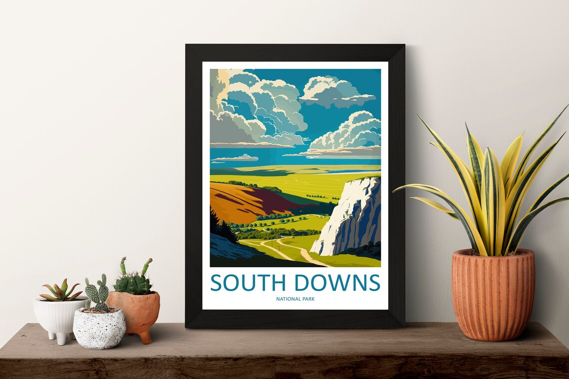 South Downs Travel Poster, National Park Wall Art - Image 3