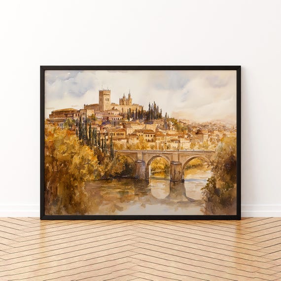 Toledo Watercolor Poster Wall Art Hanging Home Dcor Gift Lovers Spain