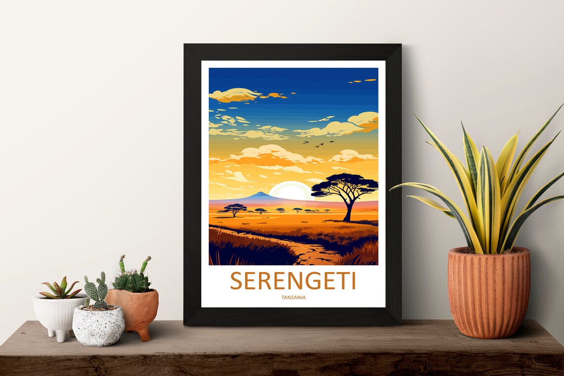 Serengeti Travel Poster, Tanzania Landscape Art - Image 3