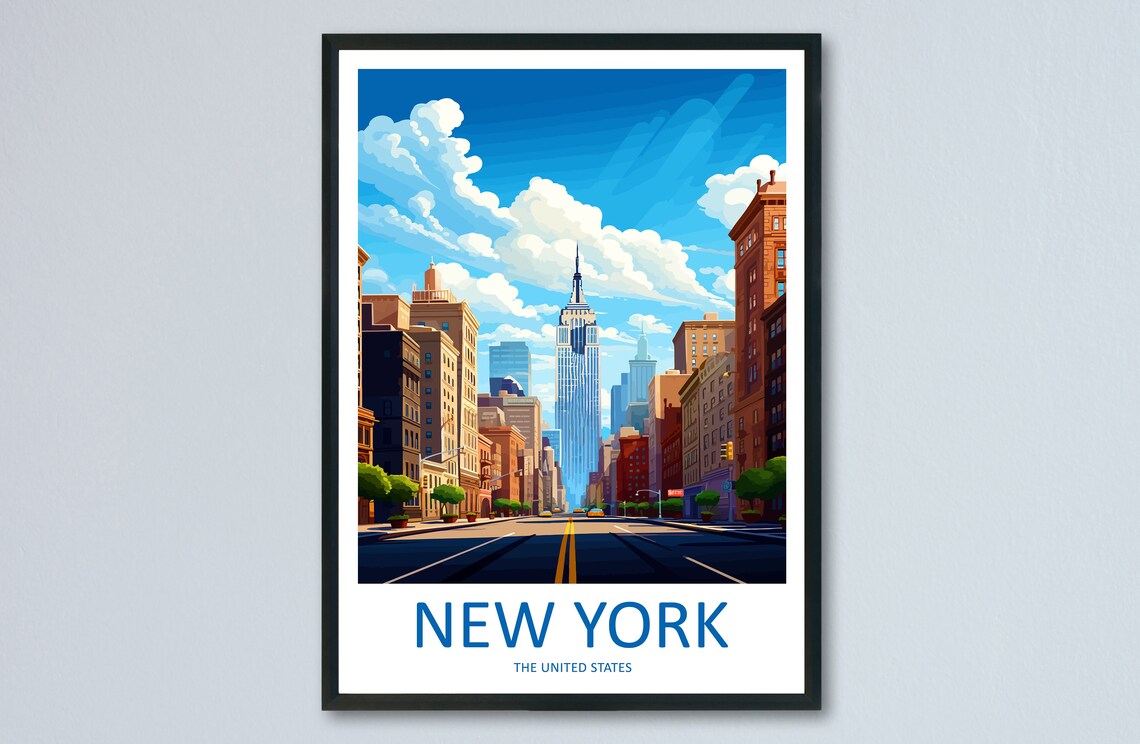 New York City Manhattan Empire State Building Skyline Street Poster